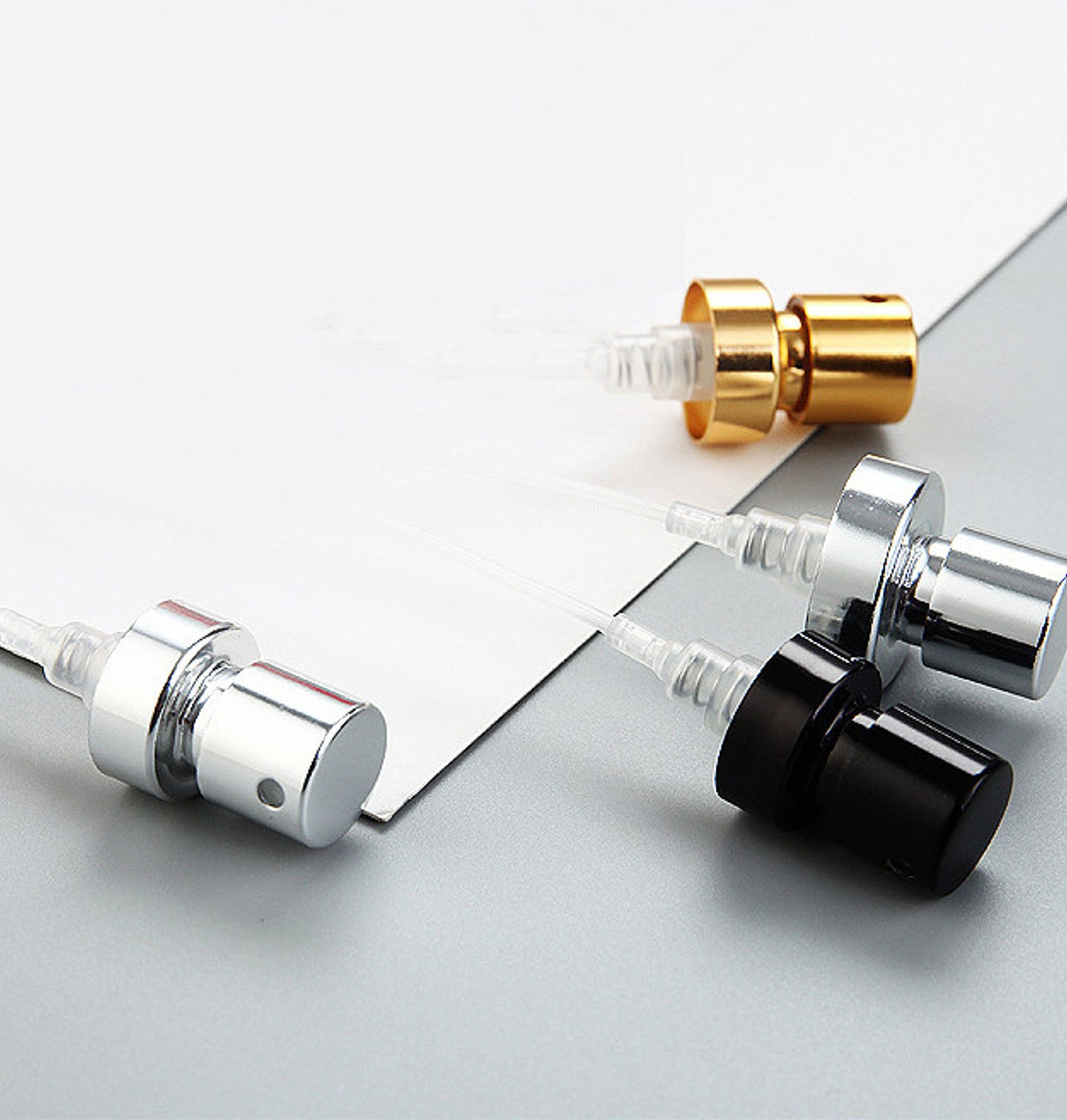 ODM K403 Fine Mist Perfume Pump Sprayer 0.10cc Aluminum Silver Color - Image 2