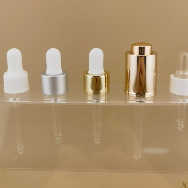 18mm 20mm Dropper Cap with Customized Rubber Plastic Teat Glass Dropper for Essential Oil Bottle