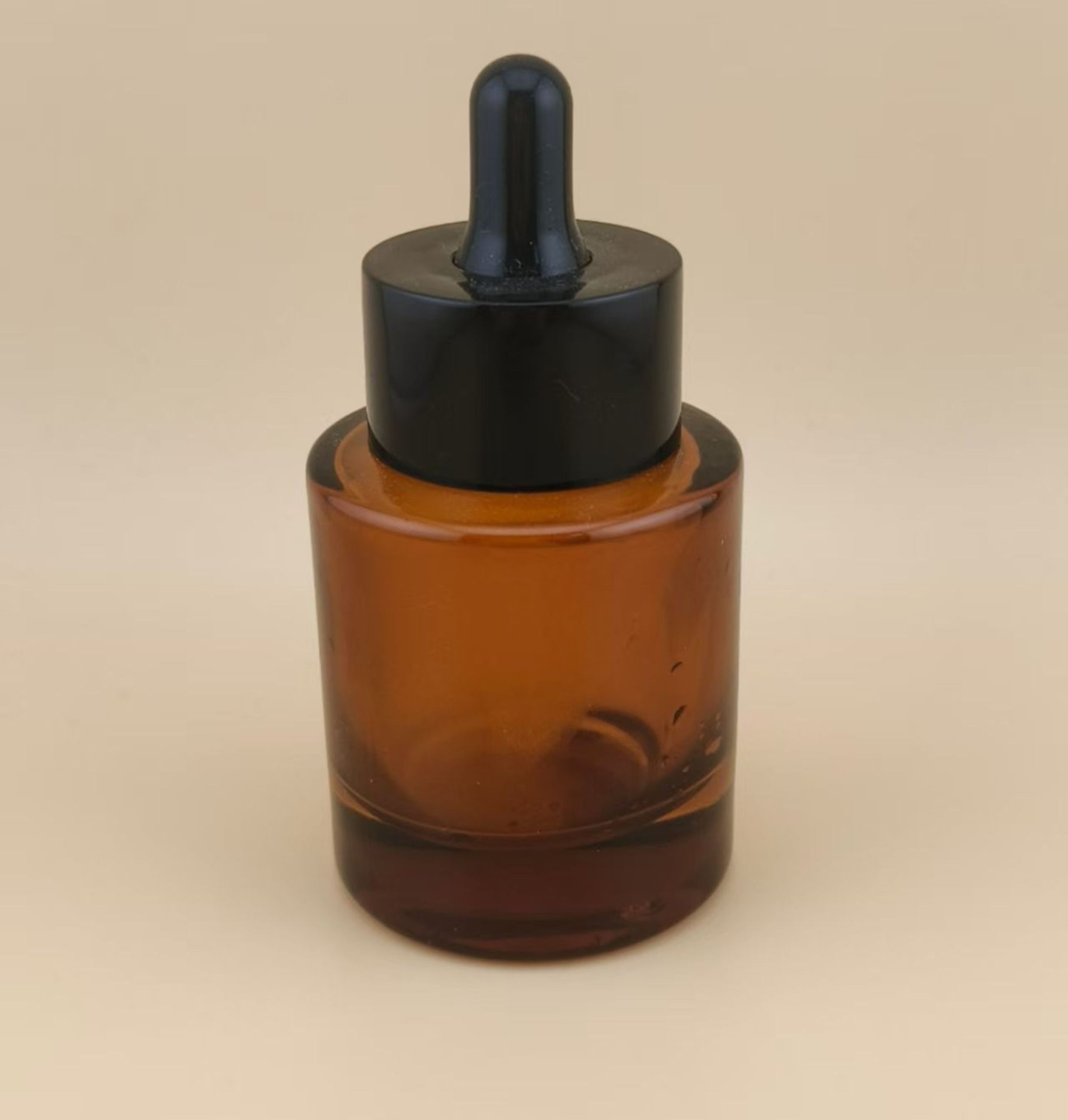 Delicate Design Clear Brown Smooth Round Dropper Bottle for Essence