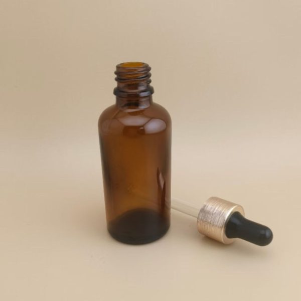 Delicate Design Medium Clear Brown Smooth Round Dropper Bottle for Skincare