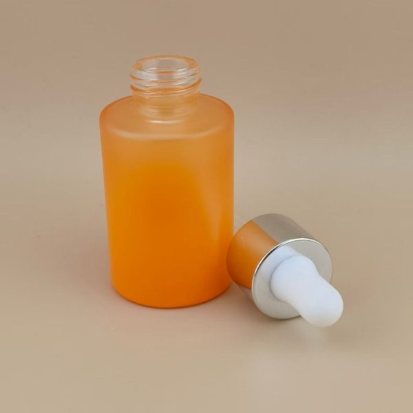 New Design Matte Clear Gradual Change Orange Smooth Round Dropper Bottle K-GBL30 for Essence