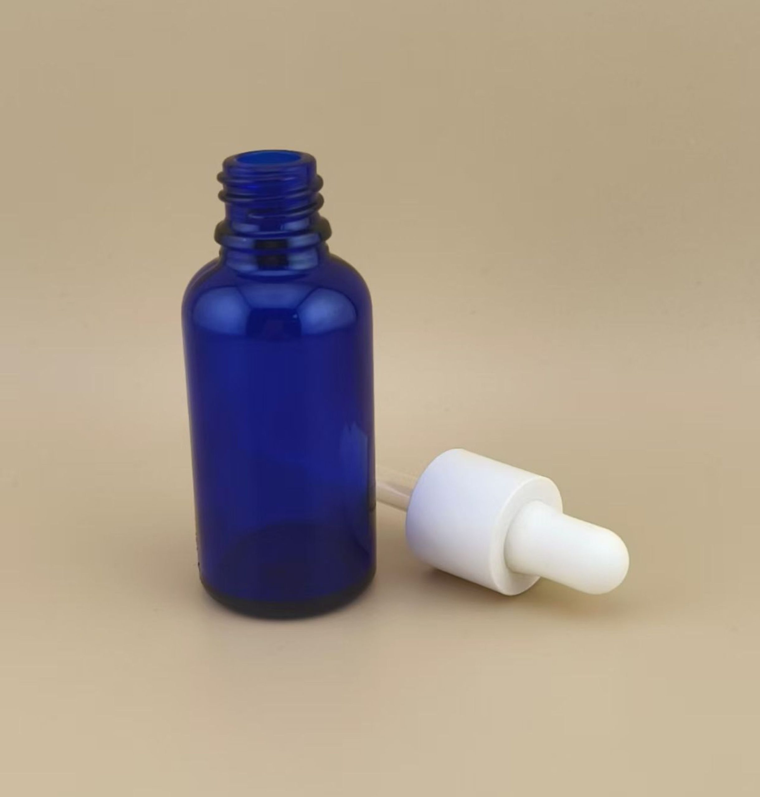 Delicate Design Clear Dark Blue Smooth Round Dropper Bottle for Skincare