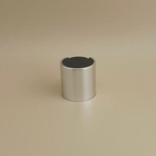 Silvery Aluminium-Plastic Round Smooth Cap with Black Button for Skincare Bottles